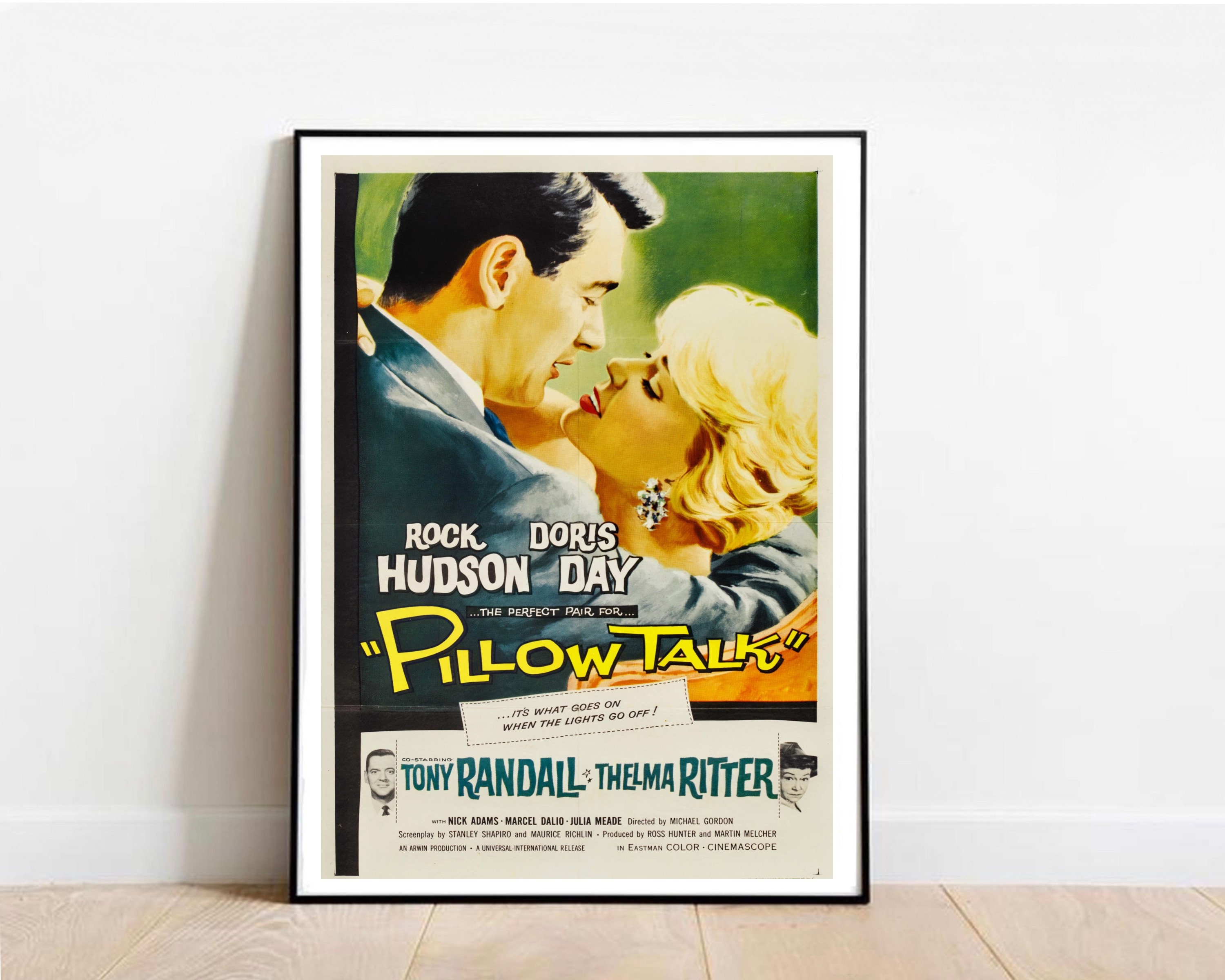 Theatrical release poster for the 1959 film Pillow Talk. Movie Etsy