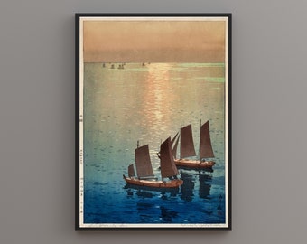 The Sparkling Sea by Hiroshi Yoshida. Digitally remastered printable art. DIGITAL DOWNLOAD.