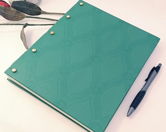 Vintage Green Embossed Journal • Upcycled Handmade Notebook
