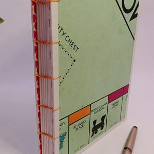 Monopoly Gameboard Upcycled Vintage Book Journal / Handmade / Hand Stitched /Notebook / Artisan / Handcrafted / Diary / Nostalgia / Game