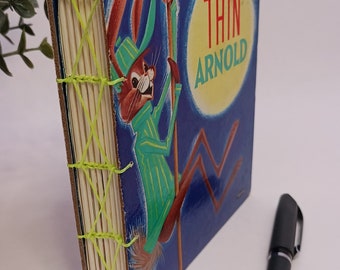 1970 Thin Arnold Upcycled Journal / Handmade / Hand Stitched / Coptic Notebook / Diary / Guestbook / Sketchbook