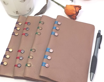 Vintage Brown Leather Journal • Hand-Stitched Spine, Refillable Notebook