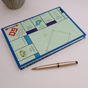 Monopoly Gameboard Upcycled Vintage Book Journal / Handmade / Hand Stitched /Notebook / Artisan / Handcrafted / Diary / Nostalgia / Game