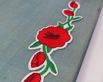 Upcycled Journal • Teal Linen, Red Poppy, Cottagecore Notebook