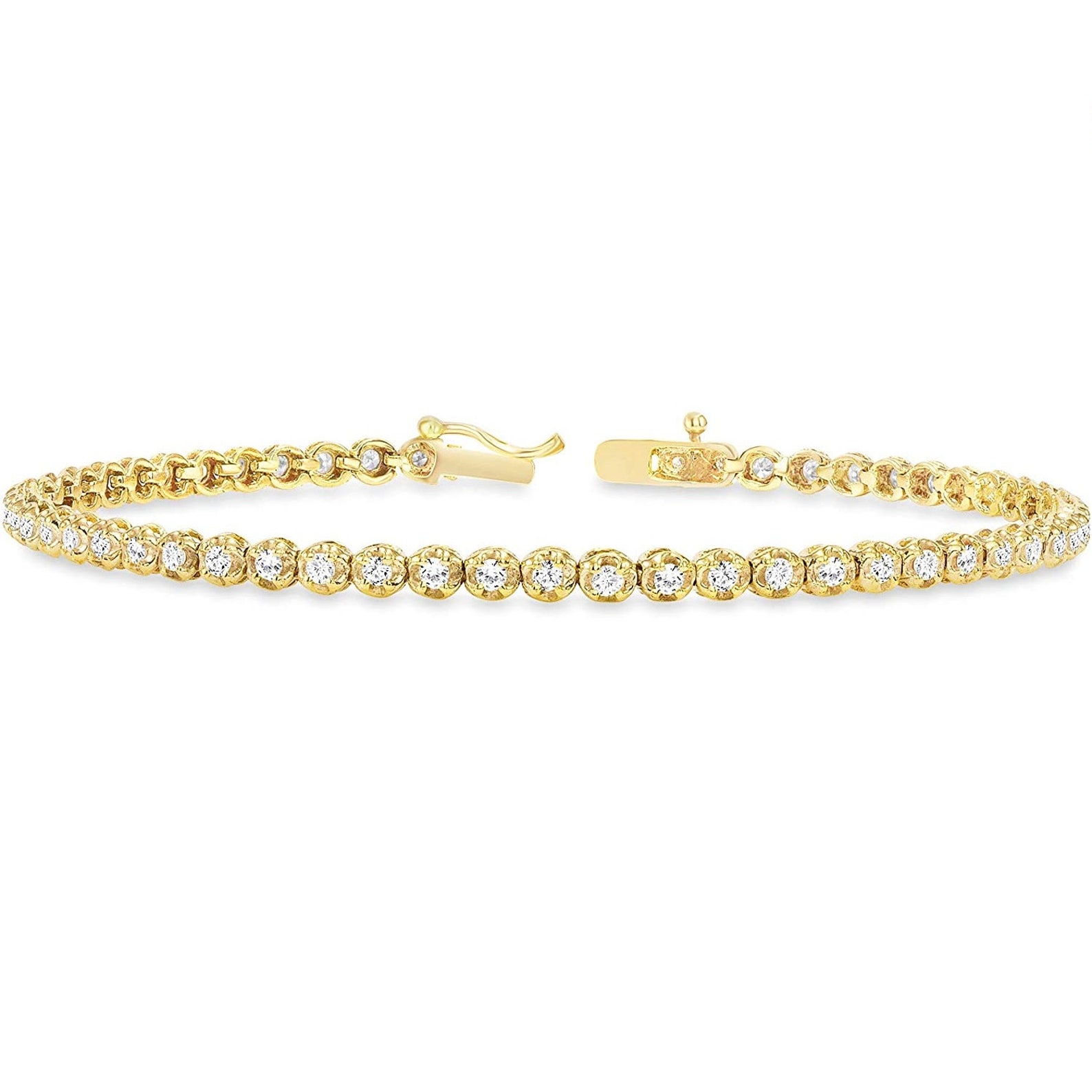 1 Carat Diamond Tennis Bracelet Brilliant Cut 10K Yellow Gold Etsy