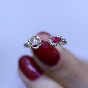 Diamond Ruby Ring 14k for Unique Wedding, Sterling Ruby, Rings for Women, Gifts for Her, Dainty Ring, Engagement Ring