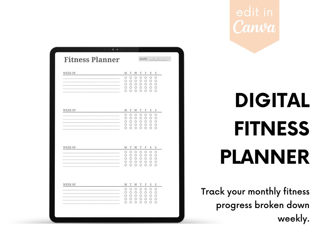 Digital Fitness Planner / Printable Fitness Planner / Digital Etsy