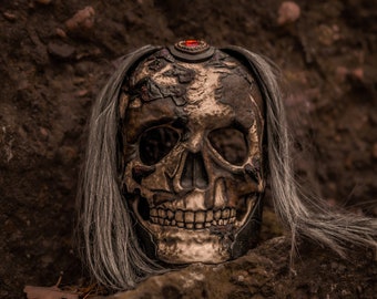 Dark Souls Necromancer-masker, op donkere fantasie geïnspireerde volledige grootte cosplay en skeletmasker weergeven