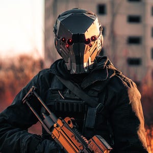 Casco Apex Predator, casco indossabile da softair, visiera militare cyberpunk, maschera futuristica da assassino, stile visione notturna, attrezzatura per cosplay LARP