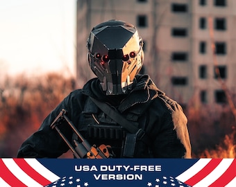 Versión libre de impuestos de EE. UU. – Casco Apex Predator, casco de airsoft portátil, visor militar cyberpunk