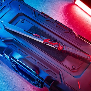 Wakizashi Hyperion, hoja corta estilo cyberpunk, versión estándar y de acero, katana de tecnología futurista.