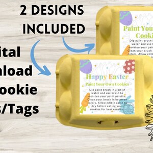 Digital Instant Download PYO Easter Mini Cookies Egg Carton Sticker Label Tag, Printable Spring Paint Your Own Cookies Directions