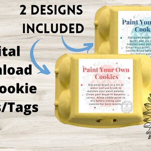 Digitale Sofort Download PYO Osterei Mini Cookies Ei Karton Aufkleber Label Tag, Printable Frühling malen Sie Ihre eigenen Cookies Richtungen