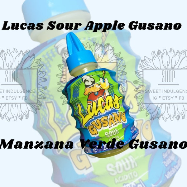 Lucas Sour Acidito Apple Gusano, Lucas Pack, Lucas Candy, Mexican Sour Apple Candy Manzana Verde, Lucas Sour Apple Liquid Candy