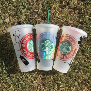 Paramedic EMS First Responder Personalized Starbucks Cup, Venti reusable Cup, Cold cup with straw, Healthcare Nursing Frontline Worker Cup