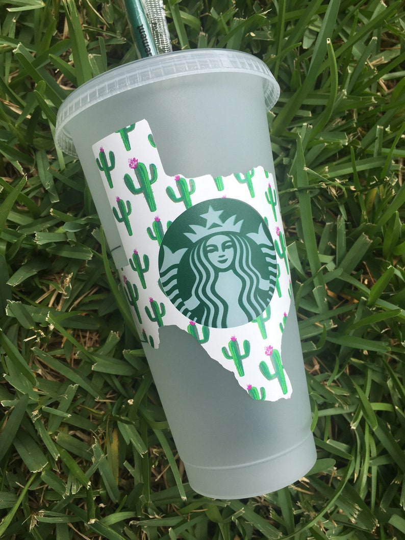Cactus Print Texas State Starbucks Cold Cup State of Texas Etsy
