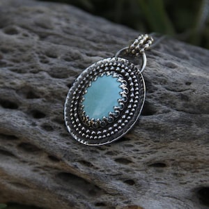 Handmade Sterling Silver Turquoise Pendant Necklace with chain, Women's Jewelry, Boho Jewelry