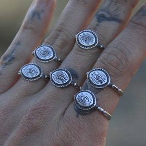 MADE TO ORDER** Handmade Sterling Silver Eye Ring, Choose Your Size