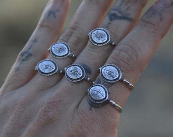 MADE TO ORDER** Handmade Sterling Silver Eye Ring, Choose Your Size