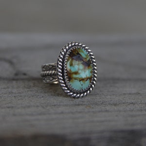 Handmade Sterling Silver Turquoise Floral Band Ring
