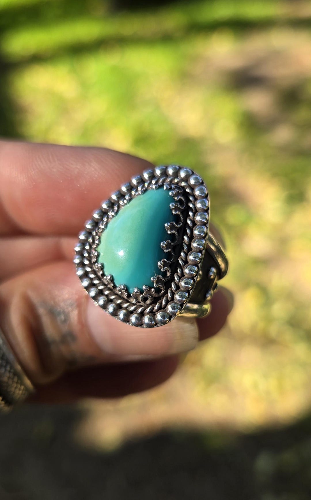 Handmade Sterling Silver Turquoise Wide Band Statement Ring - Etsy