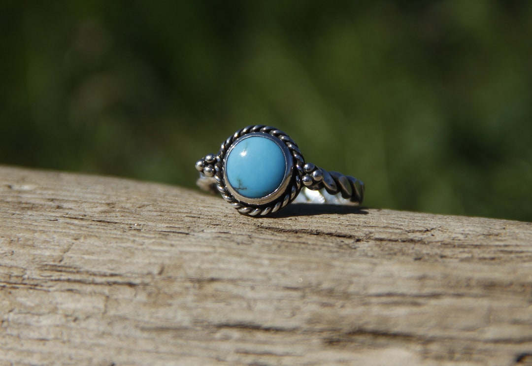 Handmade Sterling Silver Turquoise Twist Band Ring - Etsy