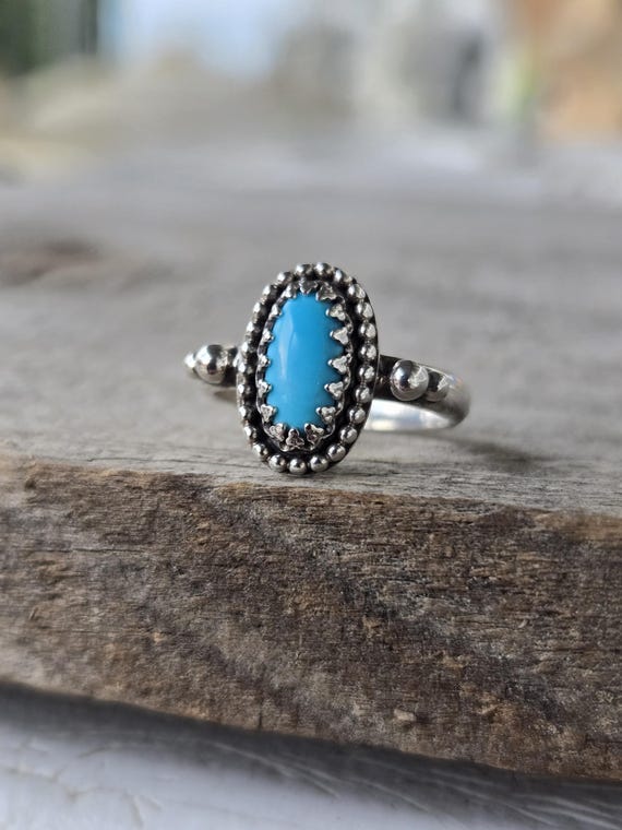 Anello Zia In Argento Sterling Fatto A Mano: Turchese Della Bella - Foto 3