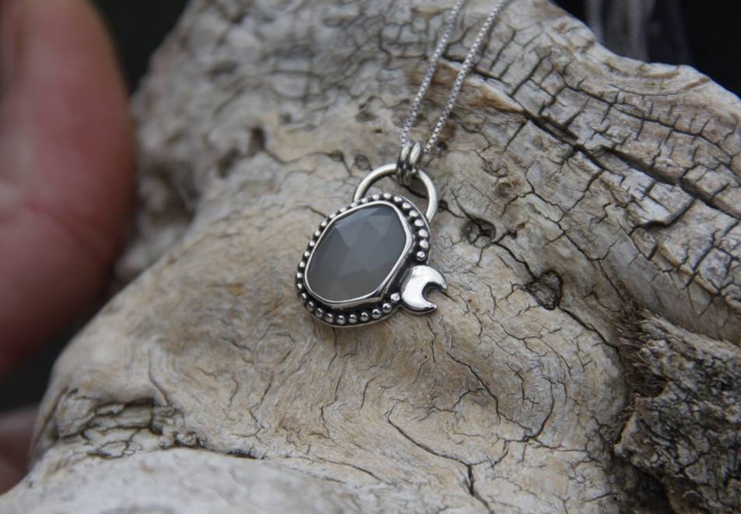 Handmade Sterling Silver Gray Rosecut Moonstone Moon Pendant - Etsy