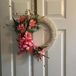Spring 14 inch peach wreath