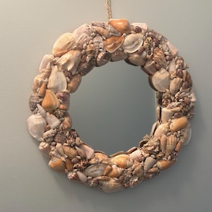 large 17 inch seashell  mirror ready to hang