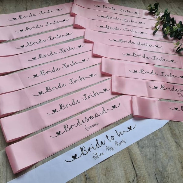 Bride Tribe Sash, Personalised Hen Party Sash, Bachelorette Party, Bride to Be, Bridesmaid Gift, Bridal Shower, Future Mrs