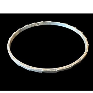 Vintage Signed Taxco Mexico Sterling Silver Bangle Bracelet Zig Zag Ethnic