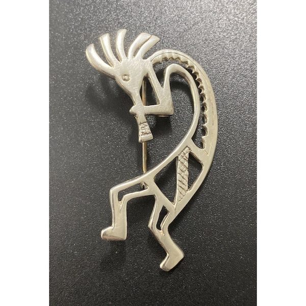 Navajo Glenn Irene Sandoval Kokopelli Dancer Brooch Sterling Silver Signed GS Native American Tribal