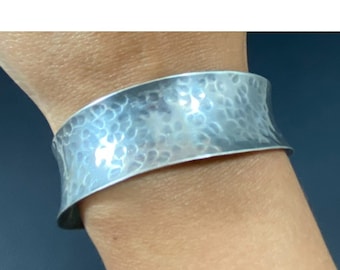 Vintage 925 Hammered Cuff Bracelet Sterling Wide