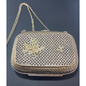 1970’s Brass Handbag Repoussé Bird Engraving Punch Work Retro