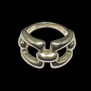 Vintage Sterling Silver Puffy Mid Century Modern Knot Bow Ring Size 9 Heavy Statement