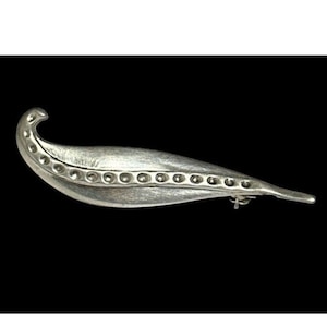 Vintage Sterling Silver Mid Century Modern Swirled Curved Brooch Pin