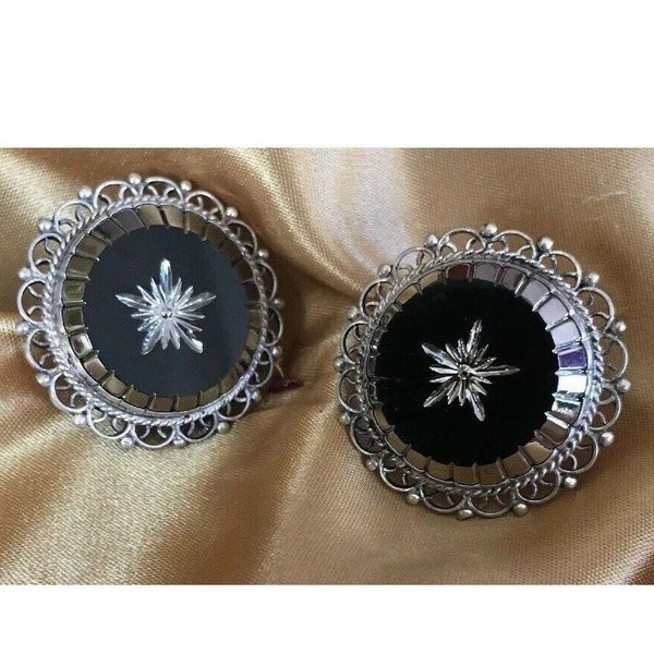 Sterling Silver LC Plata De Jalisco Vintage Black Onyx Earrings 925 Mexico