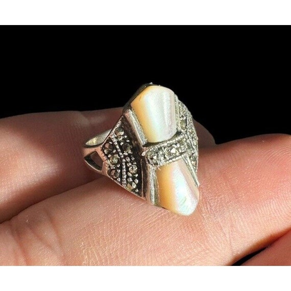 Ring Art Deco Sterling Silver Mother Of Pearl And… - image 3