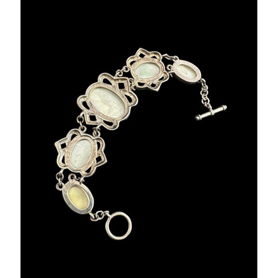 Bracelet Art Deco Ornate Panel Link Mother Of Pea… - image 8