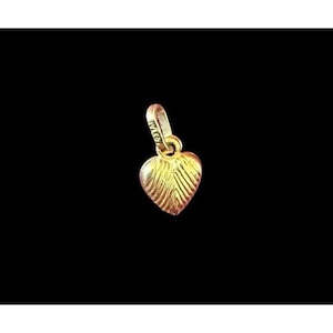 14k Gelbgold Textured Puffy Herz baumeln Anhänger 1/2 ”