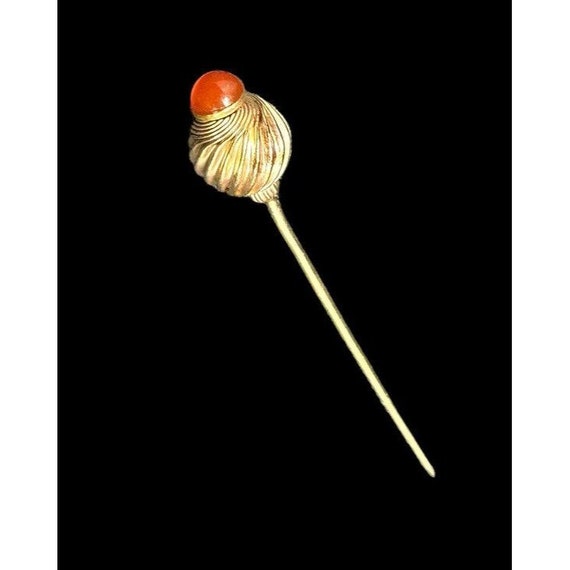Antique Gold Filled Carnelian Stick Hat Pin - image 2