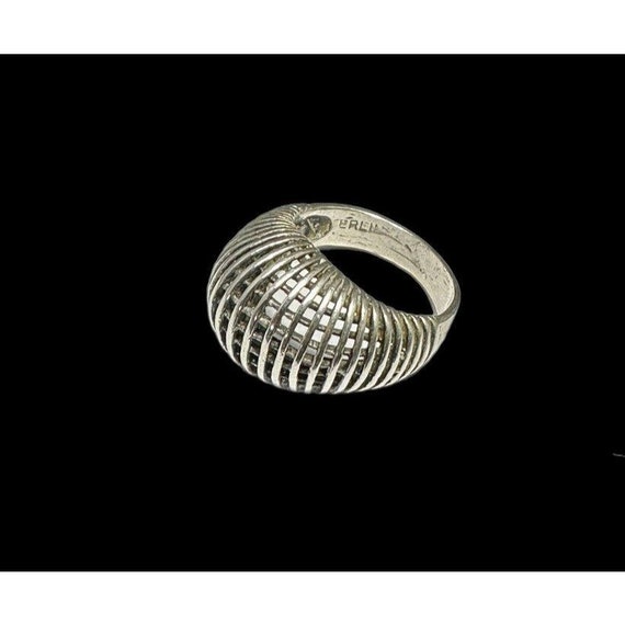 Vintage Sterling Silver Basketweave Ring Open Wor… - image 3