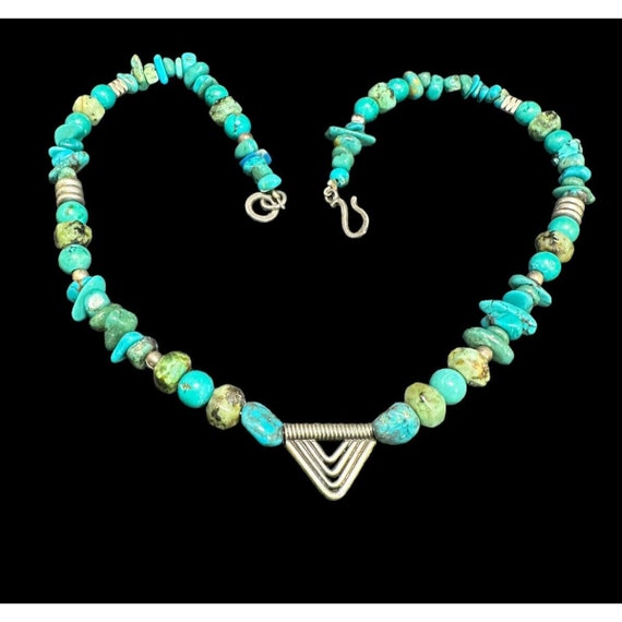 Sterling Silver And Turquoise Beaded Necklace Eth… - image 6