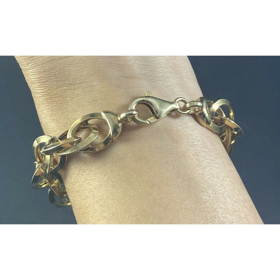 925 Gold Over Sterling Silver Italy Bracelet Byzantine Chain Heavy 8