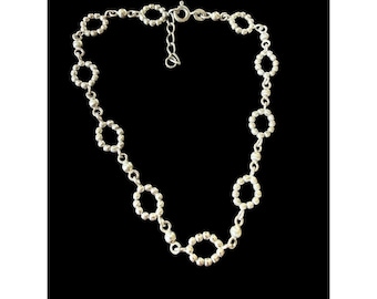 Adjustable Sterling silver 925 Anklet Ankle Bracelet Vintage Puffy Oval Hoops 10 inches