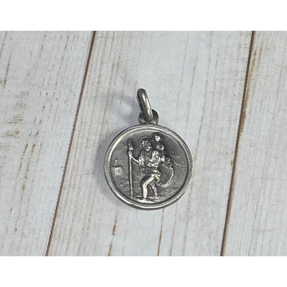 Antique Catholic Religious Medal 800 Silver Saint… - image 2