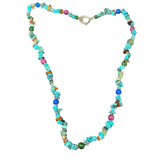 Southwestern Turquoise Nugget Necklace Toggle Mul… - image 4