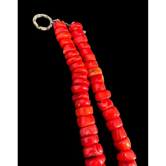 Necklace Red Coral Beaded Sterling Silver Floral … - image 7