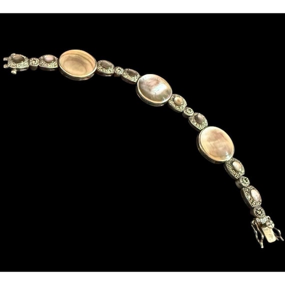 Signed 925 CFJ Sterling Silver Mother of Pearl Marcasite Panel